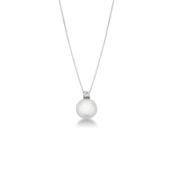 Collar de oro blanco 18k con perla y diamante