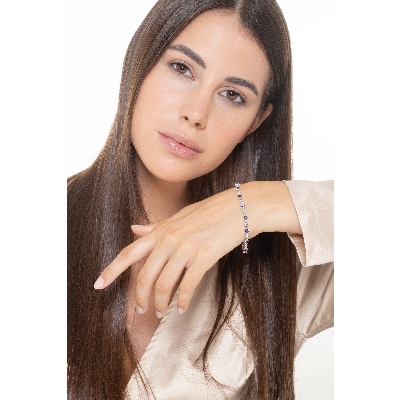 Pulsera oro blanco 18k con zafiros y diamantes