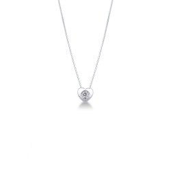 Collar oro blanco mujer de 18 kilates con colgante de corazón de diamantes de 0.04 quilates