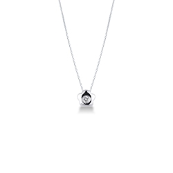 Colgante diamante solitario 0.04 quilates en forma de flor y oro blanco 750