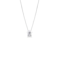 Collar oro blanco mujer con colgante en forma de estrella y diamante de 0.04 quilates
