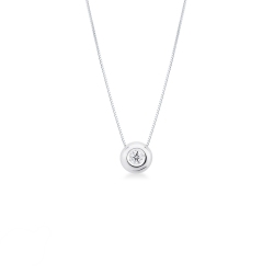 Colgante diamante solitario a bisel 0,05 quilates oro blanco 18 kilates