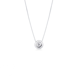 Colgante solitario a bisel oro blanco 18 kilates diamante 0.07 quilates