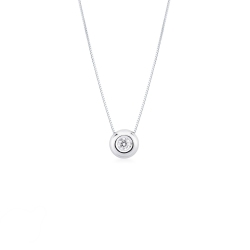 Colgante solitario 0.10 quilates diamante y oro blanco 18 kilates