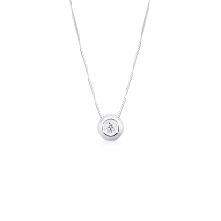 Collar con colgante solitario y diamante a bisel 0.15 quilates y oro blanco 18 kilates