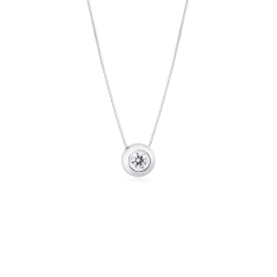 Colgante brillante solitario oro blanco 750 y diamante 0.20 quilates