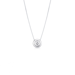 Colgante brillante solitario con engaste a bisel 0.30 quilates y oro blanco 18k