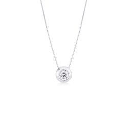 Colgante solitario con diamante engastado con bisel completo en oro blanco 0,50 quilates