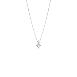 Colgante solitario de oro blanco 750 con diamante de 0.10 quilates