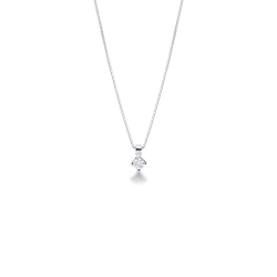 Colgante brillante solitario de 0.12 quilates y oro blanco 18k