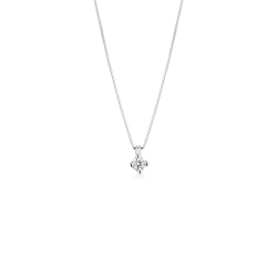 Collar de oro blanco 750 y diamante solitario de 0.15 quilates