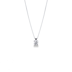 Colgante solitario con diamante de 0.50 quilates en oro blanco 18k