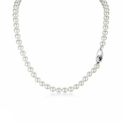 Collar de perlas japonesas con cierre oro blanco y diamantes