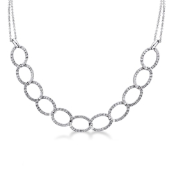 Gargantilla de eslabones ovalados en oro blanco de 18k con diamantes