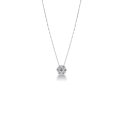 Collar en oro blanco 18k con flor en diamantes