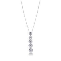 Collar con cinco colgantes ilusion en oro blanco de 18k con diamantes