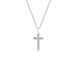 Collar en oro blanco de 18k con colgante en forma de cruz de diamantes