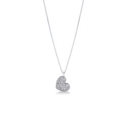 Collar con colgante corazón en oro blanco de 18k con diamantes