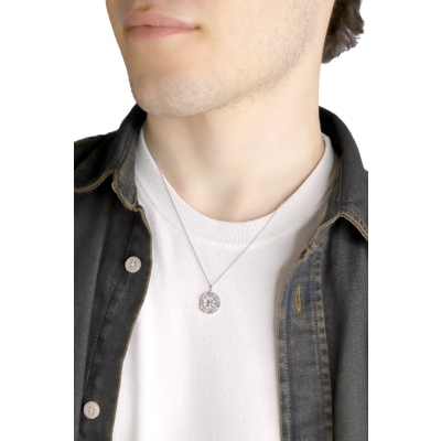 Collar oro blanco 18 quilates con rosa de los vientos y diamantes