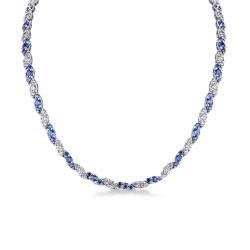 Collar oro blanco con zafiros azules y diamantes alternados