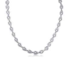 Gargantilla fantasia en oro blanco de 18k con diamantes