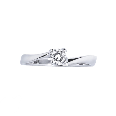 Anillo solitario de oro blanco 18kt con diamante 0,25 ct