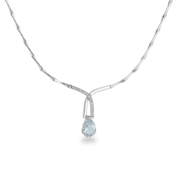 Collar semirrígido aguamarina y diamantes oro blanco 750