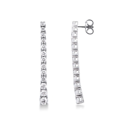 Pendientes tenis en oro blanco de 18k engastados con diamantes 1,55 ct