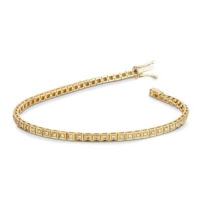 Pulsera cuadrada de oro amarillo de 18k engastada con diamantes