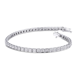Pulsera riviere con diamantes oro blanco 18 kilates