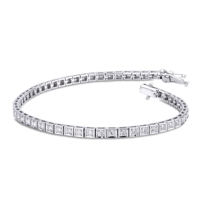 Pulsera riviere con diamantes oro blanco 18 kilates 
