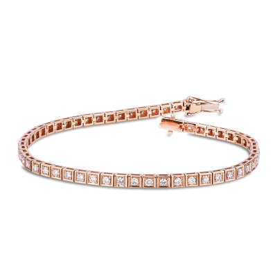 Pulsera Tennis en oro rosa de 18 quilates con diamantes