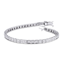 Pulsera de oro blanco 18k riviere de diamantes 3,3 mm.