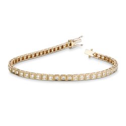 Pulsera Tennis cuadrada en oro amarillo de 18 quilates con diamantes talla brillante