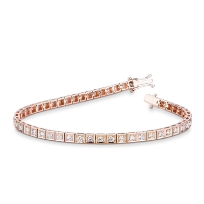 Pulsera Tennis Oro Rosa 18k con diamantes engastados 