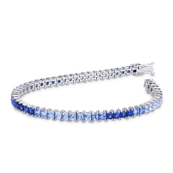 Pulsera Riviera en oro blanco 18 quilates con zafiros azules