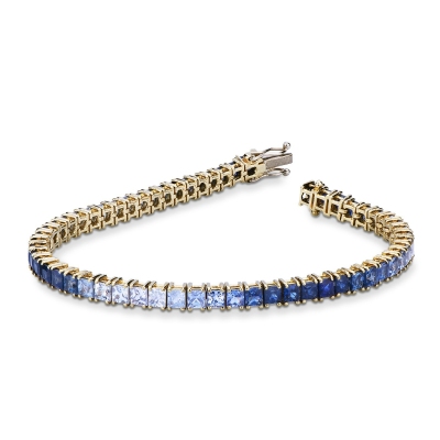 Pulsera tenis oro amarillo 18k con zafiros azules