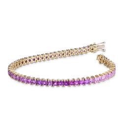 Pulsera Riviera en oro amarillo de 18 quilates con zafiros rosas