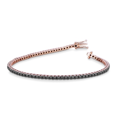 Pulsera Tennis en Oro Rosa 18k con Diamantes Negros