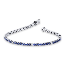 Pulsera Tennis en oro blanco18 quilates con zafiros azules y diamantes