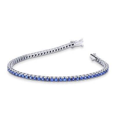 Pulsera Tennis oro blanco 18k con zafiros azules 3.96 ct