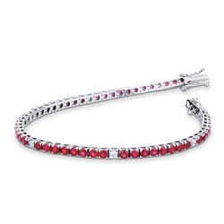 Pulsera tennis con garras en oro blanco de 18k con rubíes