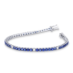 Pulsera Tennis Oro Blanco 18k zafiro azul intenso