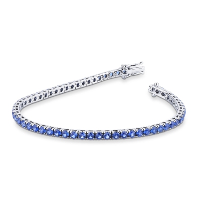 Pulsera Tennis en oro blanco 18k con zafiros azules