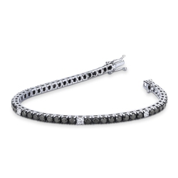 Pulsera Tennis en oro blanco 18 quilates con diamantes negros y blancos