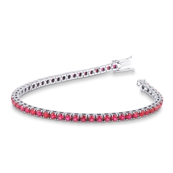 Pulsera Tennis con Rubíes con garras en Oro Blanco de 18k