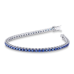 Pulsera Tennis en Oro Blanco 18k con Zafiros