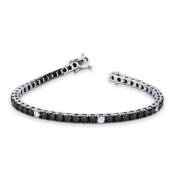 Pulsera tenis en oro blanco 750 engastada con diamantes blancos y negros