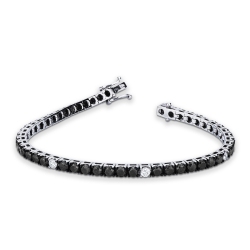 Pulsera hombre y mujer en oro 18k con diamantes negros alternados con diamantes