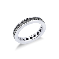 Anillo Eternity riel en oro blanco 18k con diamantes negros